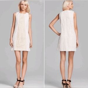 Tibi Sonoran Sleeveless Eyelet Shift Dress Size 8 Ivory Overlay Neutral Cotton